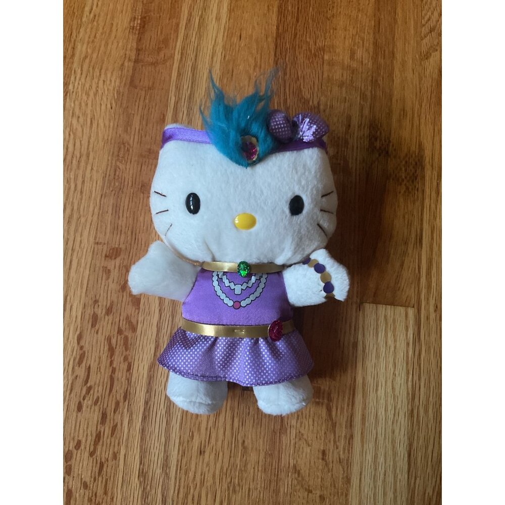 Hello Kitty Nakajima Plush Doll With Purple Dress & Blue Hair